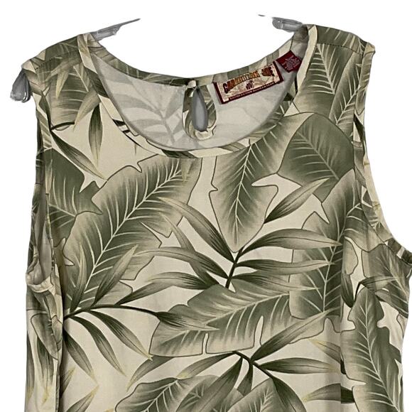 Caribbean Joe Maxi Dress Sheath Column Hawaiian Shirt Jacket Large Fern Tropical - Picture 6 of 15